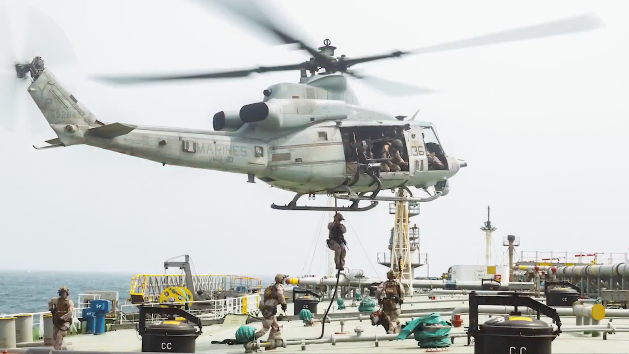 U.S. Marines Board Tanker in Gulf of Oman as U.S. Central Command Reports Redirecting 3 Vessels and Disabling 1 Under Resumed Iran Naval Blockade