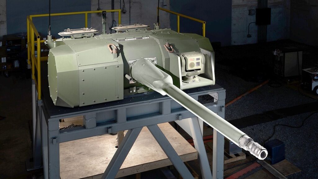 A U.S. Army 50mm chain gun on a test stand.