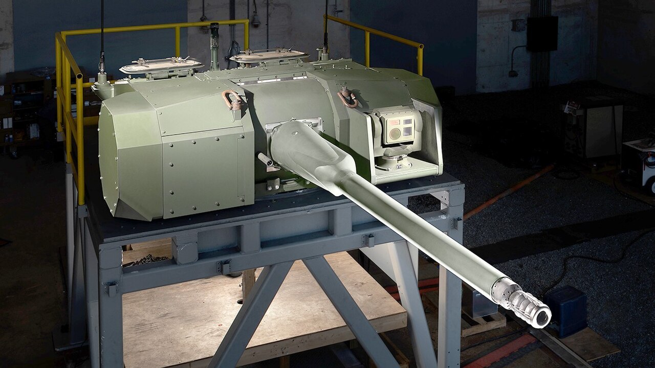 A U.S. Army 50mm chain gun on a test stand.