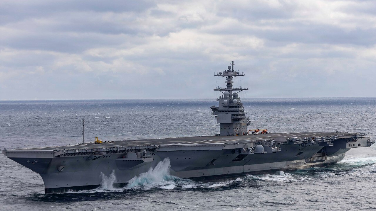 Pre-Commissioning Unit John F. Kennedy (CVN 79) underway in the Atlantic during builder's sea trials, Jan. 28, 2026