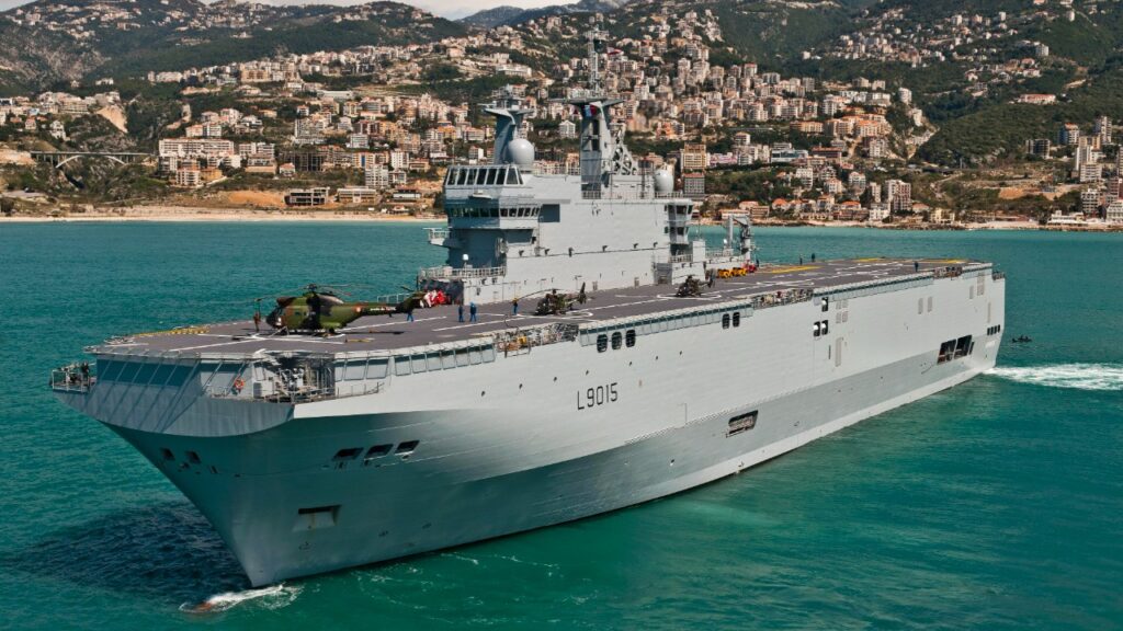 The French Navy Mistral-class amphibious assault ship Dixmude (L9015) in 2012. Naval News did not name the ship that carried Rampart.