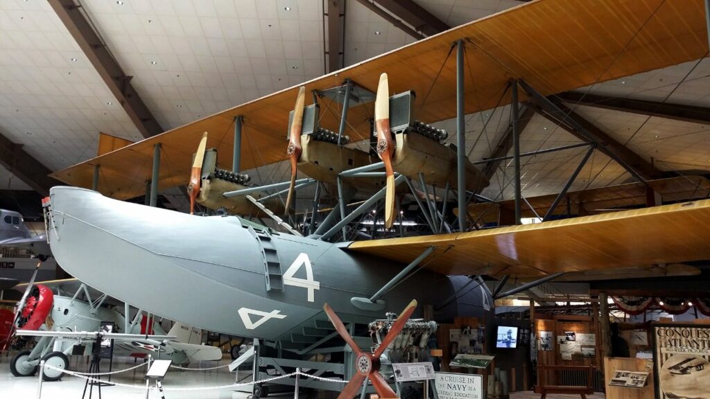 The Curtiss NC-4 flying boat on display at the National Naval Aviation Museum in Pensacola, Florida.