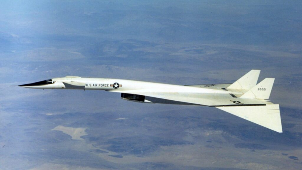 A North American XB-70A Valkyrie in flight.
