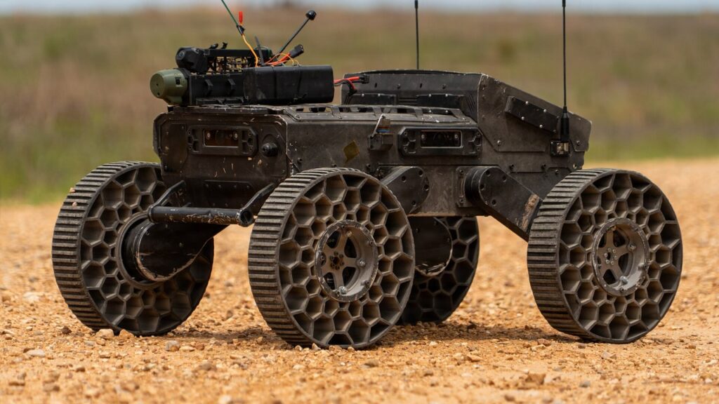 A FireAnt unmanned ground vehicle used in U.S. Army training. Not part of the 390A course.