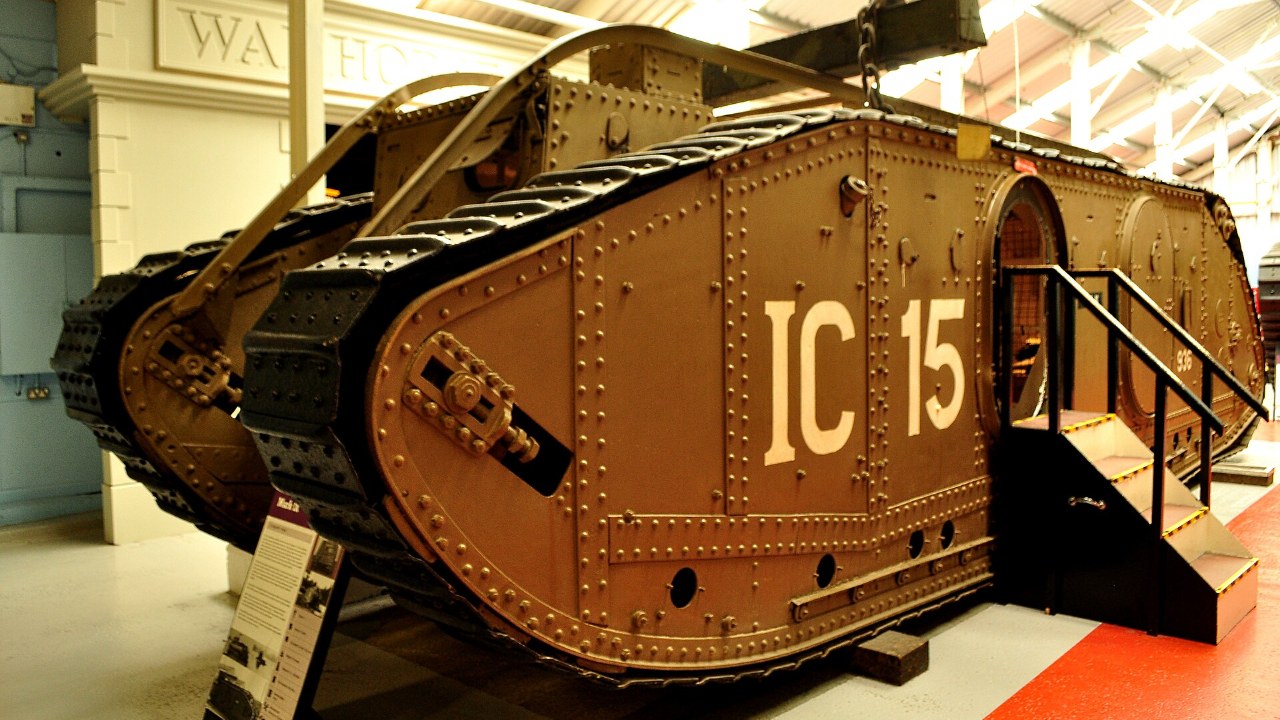 The Mark IX infantry carrier at The Tank Museum, Bovington.