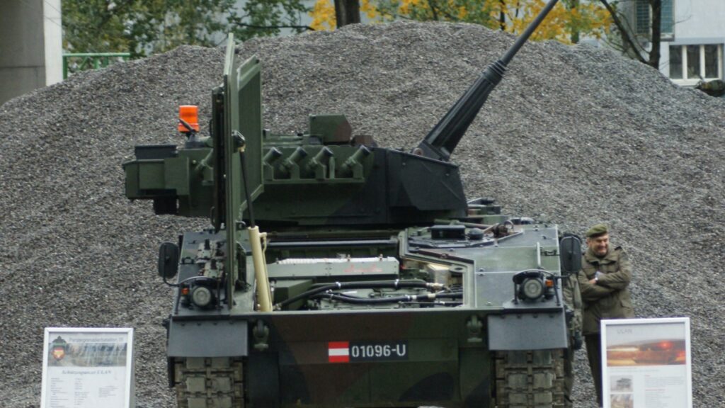 Austrian ASCOD Ulan tracked infantry fighting vehicle on display