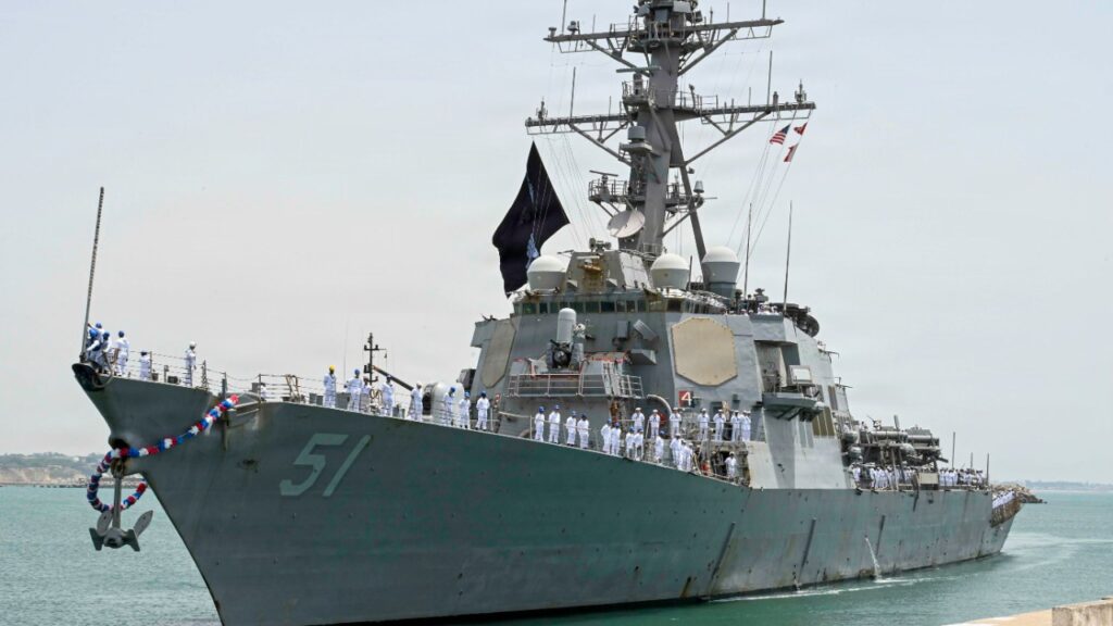 Destroyer USS Arleigh Burke DDG 51 arriving in port