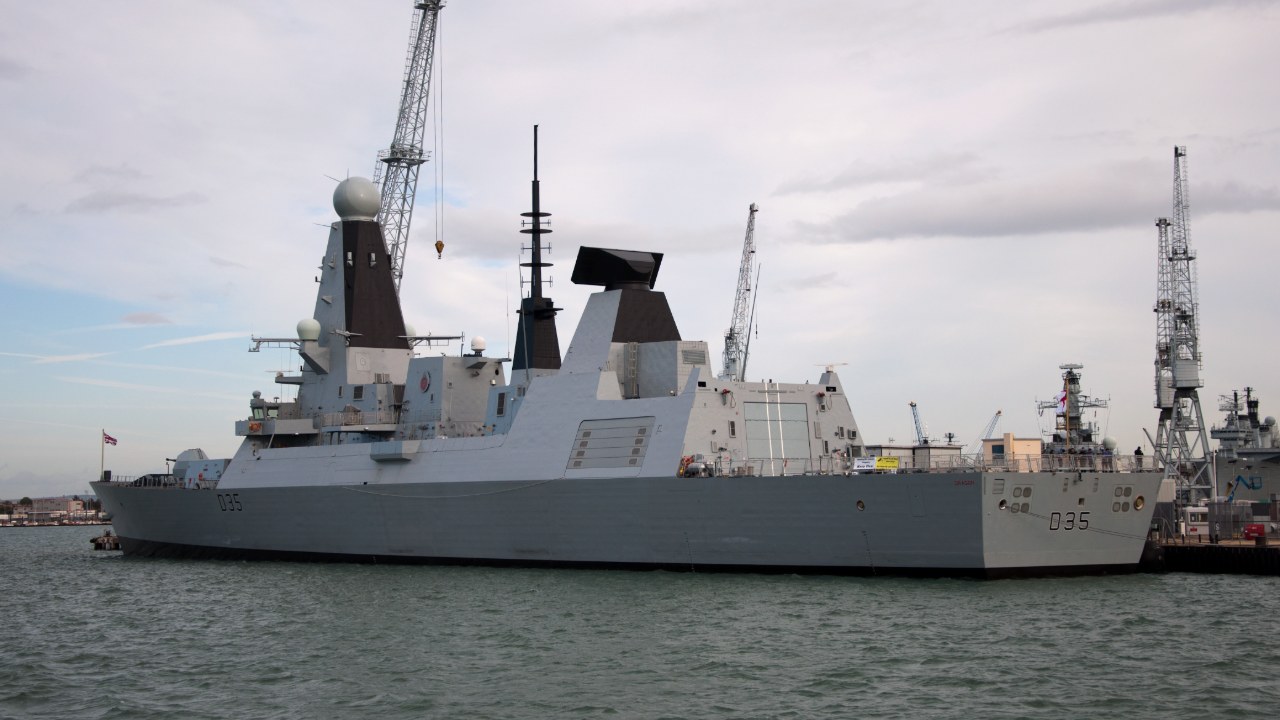 Type 45 destroyer HMS Dragon moored at Portsmouth