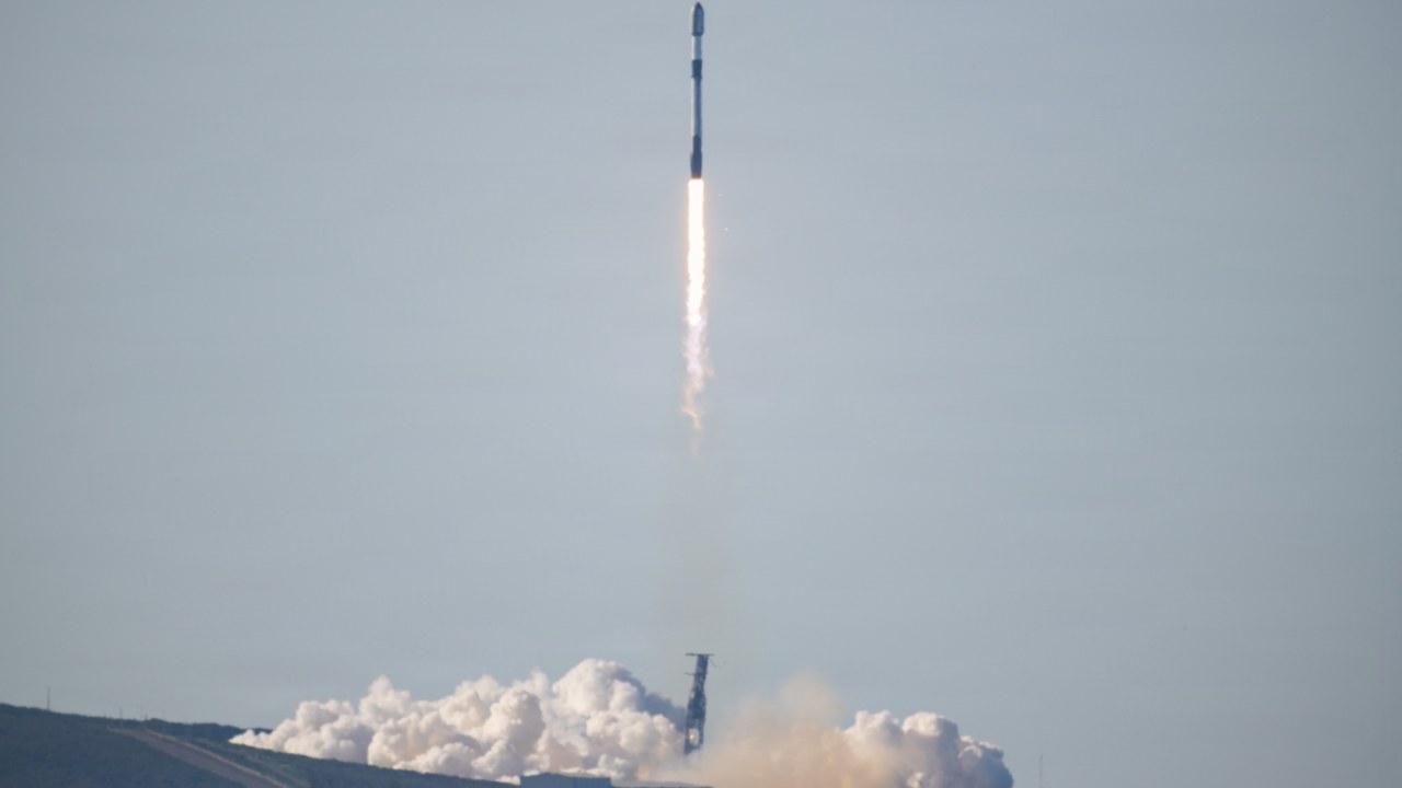 Falcon 9 rocket launching from Vandenberg Space Force Base
