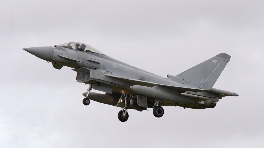 RAF Eurofighter Typhoon landing at Coningsby