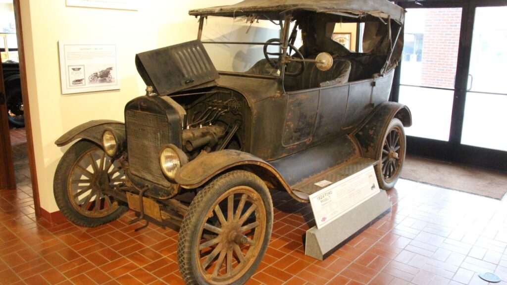 1924 Ford Model T touring car on display
