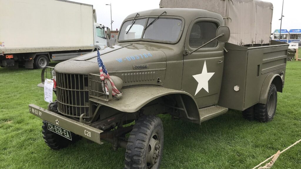 Olive drab Dodge WC series military pickup with a white star