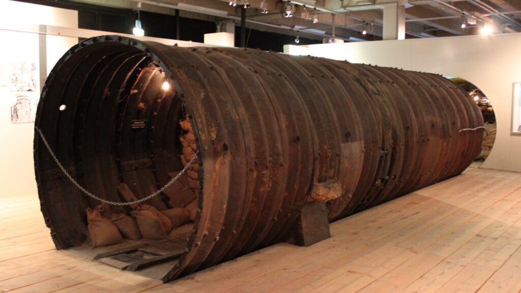 A surviving section of the Berlin spy tunnel on display at the AlliiertenMuseum in Berlin.