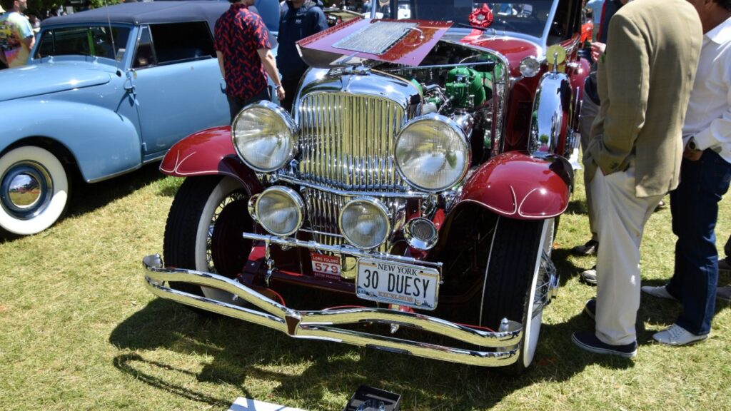 A 1930 Duesenberg Model J with Murphy cabriolet berline coachwork at a car show; not the car sold at Hershey.
