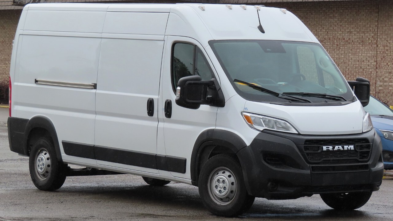 A white 2023 Ram ProMaster 2500 cargo van