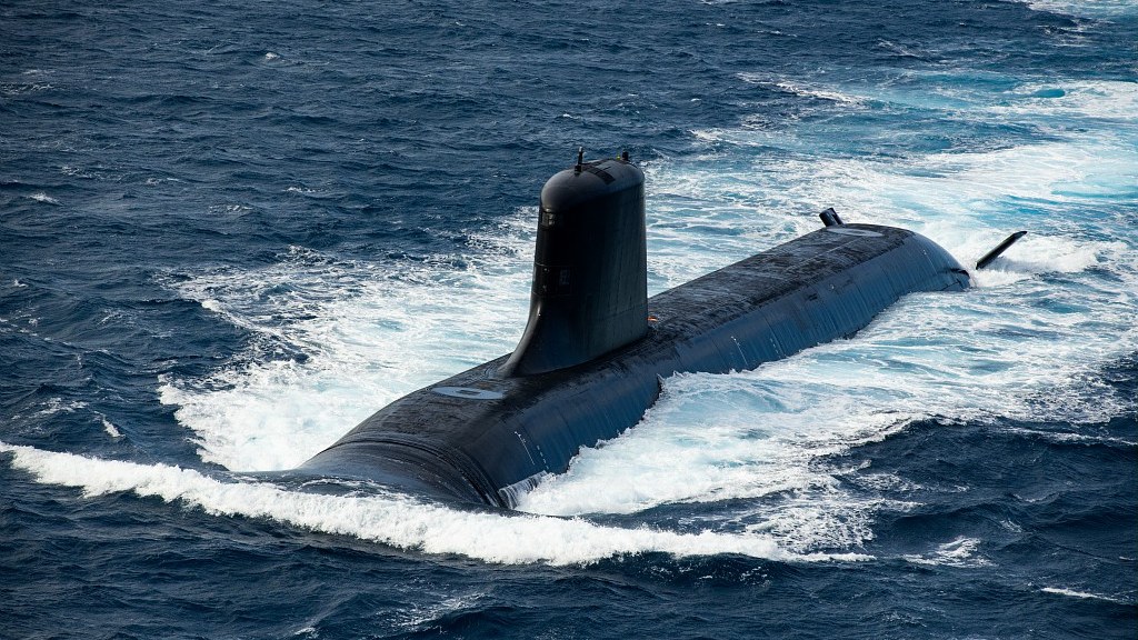 Suffren, lead boat of France's Suffren class of nuclear attack submarines, at sea in 2020.