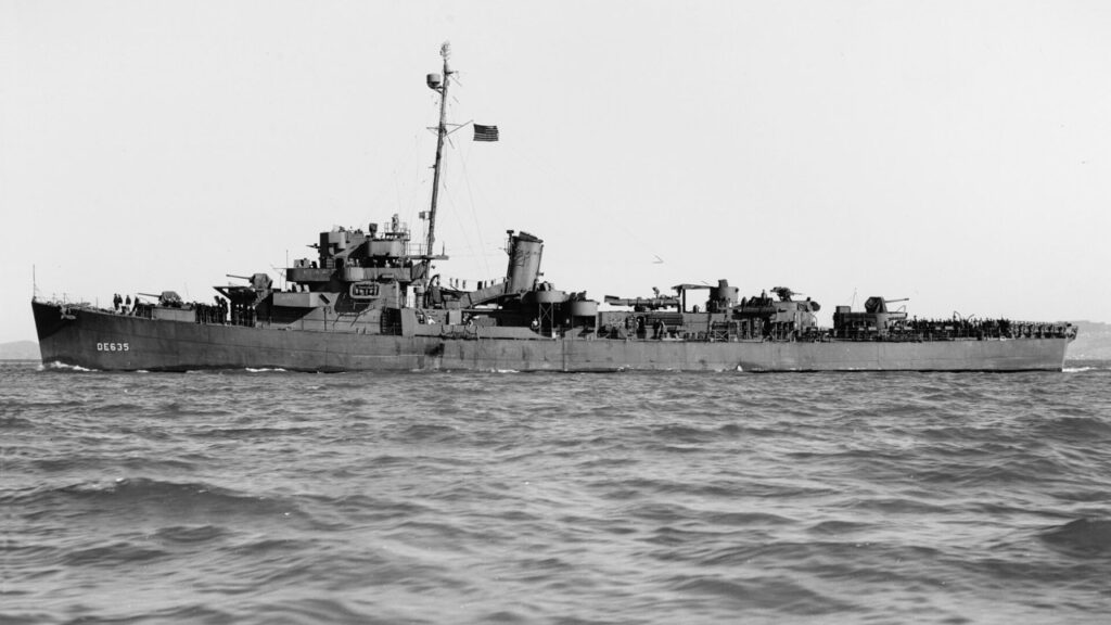 USS England destroyer escort underway, 1944